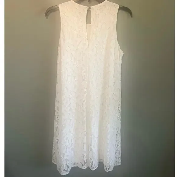 Tommy Hilfiger Sleeveless White Floral Lace A-Line Dress, Size 6 - Picture 7 of 13